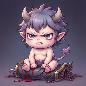 Sukuna chibi mtoto mwenye mwonekano wa kusumbua. — Galaxy Watch Picha ya Ukuta