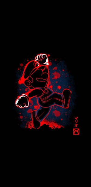 Picha ya Amoled ya Super Mario katika mwanga wa nyekundu na mandhari nyeusi.