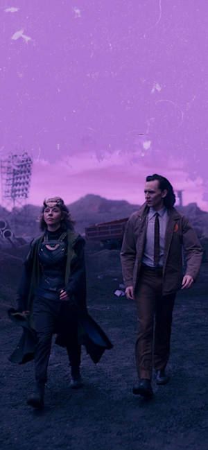 Sylvie and Loki aesthetic purple sky wallpaper — iPhone 15 Plus Picha ya Ukuta