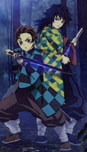 Tanjiro na Giyu Demon Slayer wallpaper ya iPhone — Kiboko cha shetani Picha ya Ukuta
