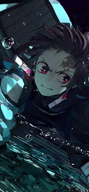 Tanjiro wa Demon Slayer Mwenye Mwendo wa Kuvu — Galaxy S25 Picha ya Ukuta