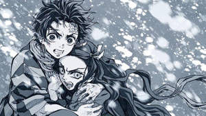 Tanjiro wa Demon Slayer Akiwa na Nezuko — Demon Slayer Nezuko Picha ya Ukuta