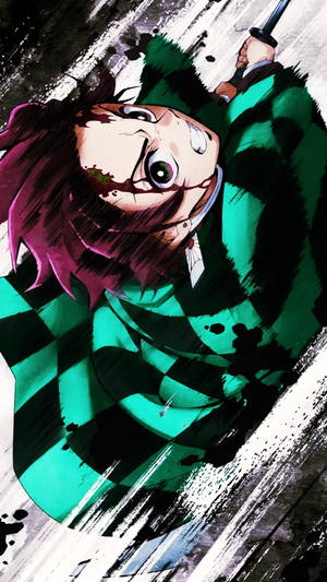 Mchoro wa Demon Slayer Tanjiro kwenye Simu — Demon slayer phone Picha ya Ukuta
