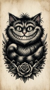 Paka Cheshire katika mtindo wa tatu flash ya kitamaduni. — Paka Cheshire Picha ya Ukuta