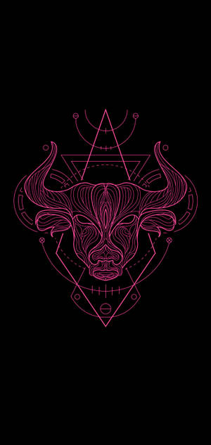 Taurus Zodiac Pink Line Work Wallpaper — iPhone 16 Picha ya Ukuta