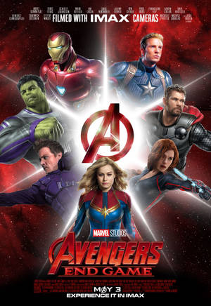 Avengers endgame watu katika nyekundu background na alama katika katikati — Oppo Pad 5 Picha ya Ukuta