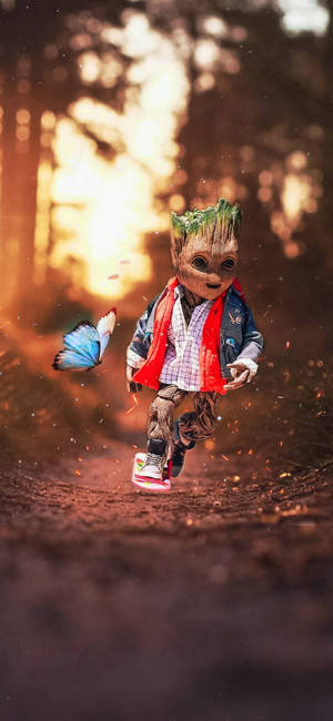 Teen Groot in cool clothes wallpaper