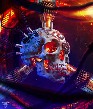 Fan Art Skull Technology wallpaper — Galaxy Z Fold Picha ya Ukuta