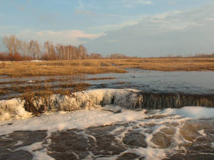 Thawing lake during spring wallpaper