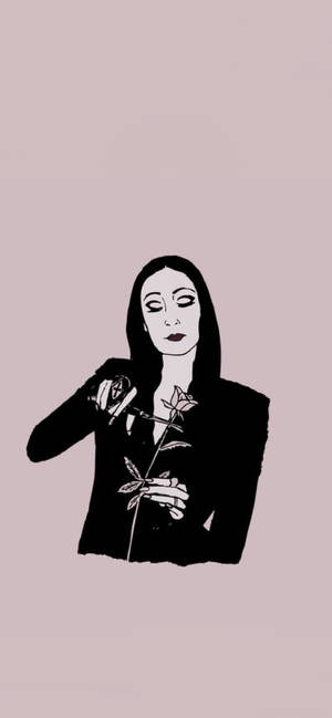 Wallpaper ya The Addams Family Morticia rose — iPhone 12 mini Picha ya Ukuta