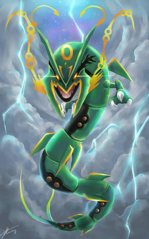 Macho Yenye Mwanga wa Rayquaza Wallpaper — Galaxy Tab S10 Lite Picha ya Ukuta