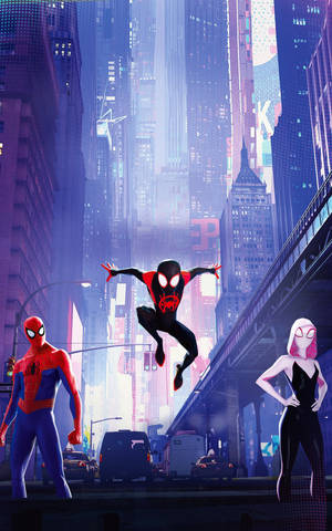 Mandhari ya tatu ya Spider-Man Spider-Verse kwa michezo ya mkononi — Galaxy Tab Picha ya Ukuta