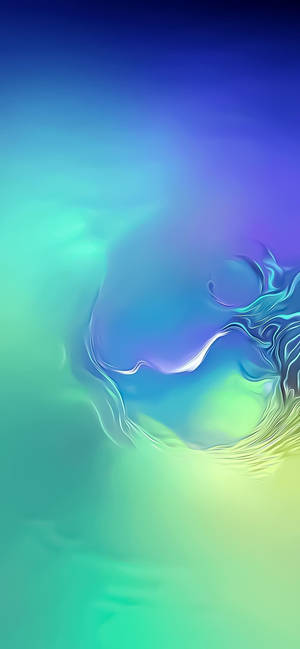 Mandhari ya S10 ya rangi ya bluu, zambarau, na njano ya glossy. — Samsung Galaxy S20 Picha ya Ukuta