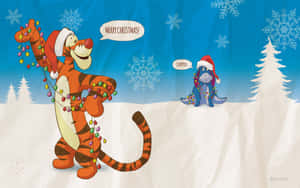 Tigger na Baba Christmas kwenye theluji — Krismasi ya disney Picha ya Ukuta