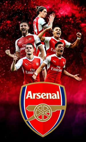 Timu ya Arsenal ikipiga picha kwenye uwanja — Oppo Pad SE Picha ya Ukuta