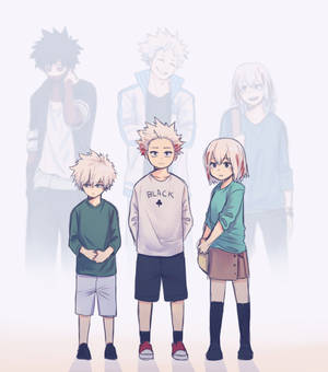 Picha ya familia Todoroki tatu wazazi. — Vivo X Fold Picha ya Ukuta