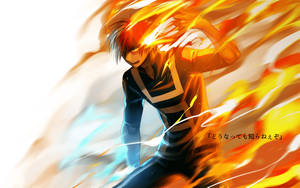 Todoroki Mwenye Kuwaadhimisha Poster Katika Rangi ya White wallpaper — Todoroki mzuri Picha ya Ukuta