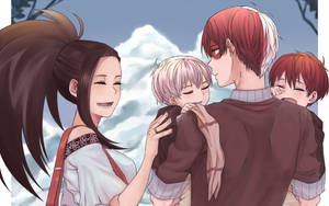 Todoroki Mzuri Na Momo Na Watoto wallpaper — Todoroki mzuri Picha ya Ukuta