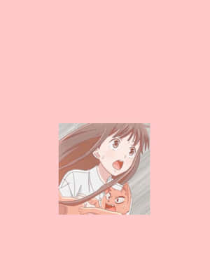 Tohru Honda ya Fruits Basket Anime ya Kipink na Rahisi — Anime ya minimalist Picha ya Ukuta