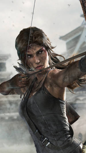 Tomb Raider Kufanya Archery Iphone — 9:16 Picha ya Ukuta