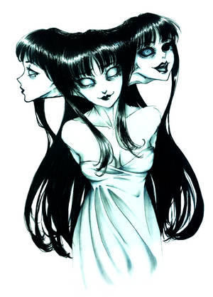 Tapeta la Tomie Mwenye Vichwa Vitatu wa Anime ya Giza — GIF ya anime nyeusi Picha ya Ukuta