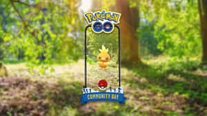 Torchic Akiwa na Nembo ya Siku ya Jamii ya Pokemon Go — Nintendo Picha ya Ukuta