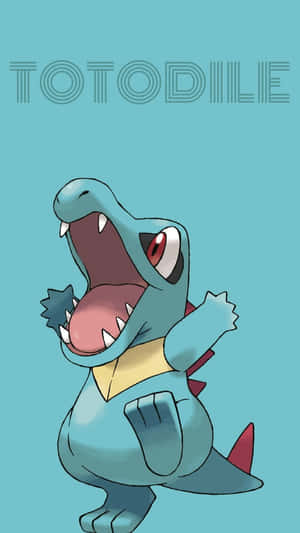 Totodile Akiwa na Jina Kwenye Mandhari ya Bluu — Anime simu Picha ya Ukuta