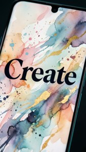Pixel 8 ikiwa na picha ya mandhari ya 'Create' na michirizi ya rangi za maji