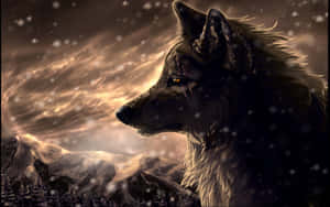 Mandhari ya Wolf wa Galaxy — Mbwa mwitu wa galaksi Picha ya Ukuta