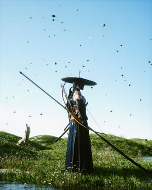 Upanga Mrefu wa Samurai wa Kijapani — Samurai wa Kijapani Picha ya Ukuta