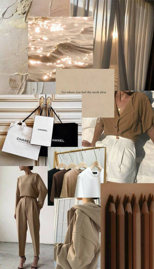 Urembo wa Wanawake wa Rangi ya Beige na Brown wallpaper — Aesthetic brown Picha ya Ukuta