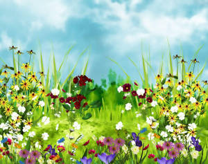Uwanja wa Maua ya Kupendeza wa Spring