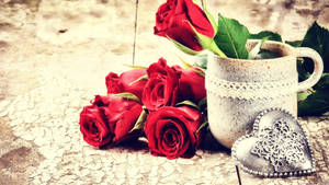 Valentines Day red roses wallpaper — Kontrasti ya Juu Picha ya Ukuta