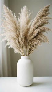 Vazi jeupe lenye nyasi kavu za pampas, mtindo wa boho minimalist. — iPhone 7 Picha ya Ukuta
