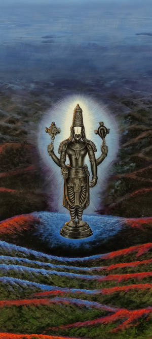 Venkateswara Swamy Sanamu ya Metali ya Weusi — OnePlus 11 Picha ya Ukuta