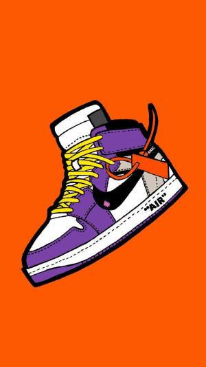 Viatu vya Nike vya Katuni vya Zambarau na Machungwa — Baridi iPhone Picha ya Ukuta