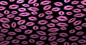 Vibandiko la Lipstick Aesthetic za Rangi ya Pink na Nyeusi — Muundo mzuri Picha ya Ukuta