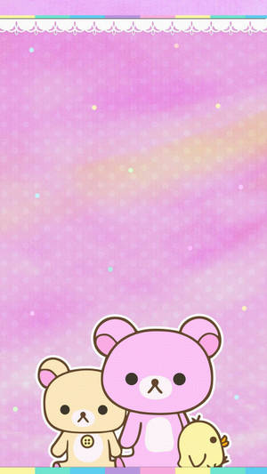 Vibaya Sana Rilakkuma Pink kwenye Mazingira ya Pink Rangi — Pink ya kawaii Picha ya Ukuta