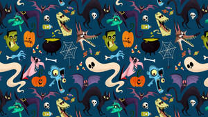 Picha ya mandhari ya vichwa vinavyoelea vya katuni za Halloween