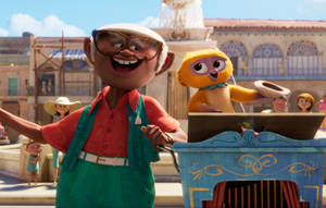 Vivo And Andrés singing in plaza wallpaper.