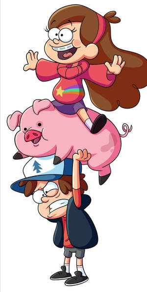 Waddles na Watu wa Gravity Falls — 18:9 Picha ya Ukuta