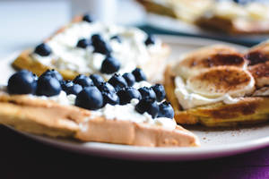 Waffles Blueberries Banana wallpaper — 3:2 Picha ya Ukuta
