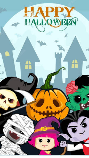 Picha ya mandhari ya wahusika wa katuni wakichungulia siri za Halloween