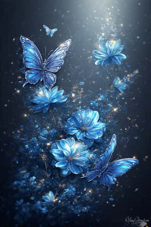 mafura ya bluu, mbuu zinazowaka, sanaa ya vector, zuri, asili, magical, wallpaper — iPhone 4 Picha ya Ukuta