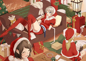 Wasaidizi wa Krismasi wa Wasichana wa Anime — Anime ya krismasi Picha ya Ukuta