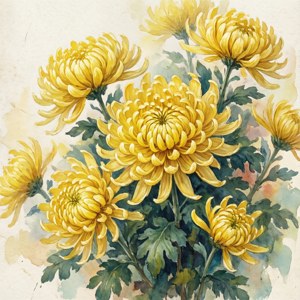 Artistic watercolor rendering of yellow chrysanthemums — Galaxy Watch Picha ya Ukuta