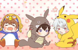 Picha ya watoto wa anime wakiwa na onesie ya Pikachu — Watoto wa anime Picha ya Ukuta