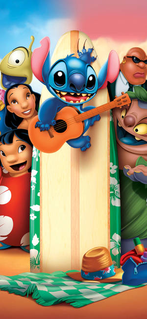 Mashua ya watu wa Lilo na Stitch — iPhone 17 Pro Picha ya Ukuta