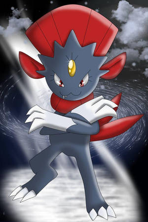 Weavile Mwenye Kutisha Katika Mkao wa Kujilinda — Anime simu Picha ya Ukuta