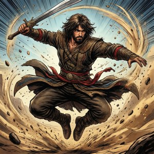 The Prince executes a spinning sword attack in mid-air. — Galaxy Watch Picha ya Ukuta
